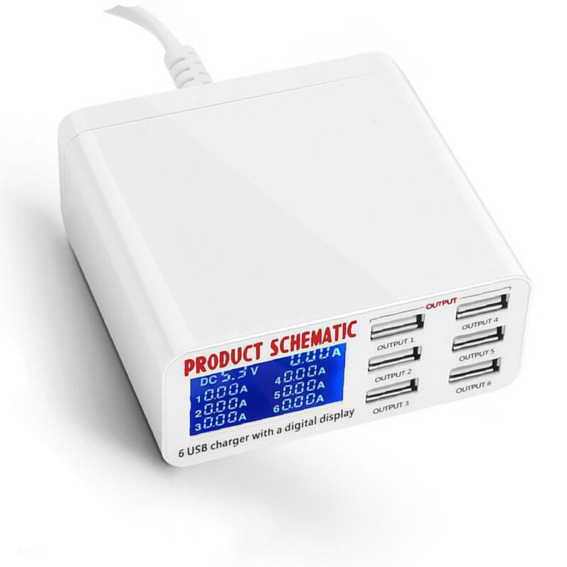 QC3.0 30W Schematic 899 6-Port USB Charging Station